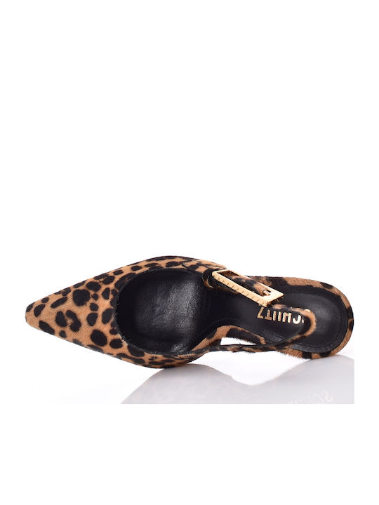 Leder Pumps mit Riemchen Animal Print