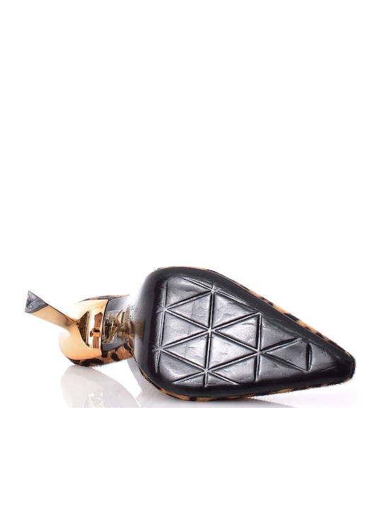 Leder Pumps mit Riemchen Animal Print