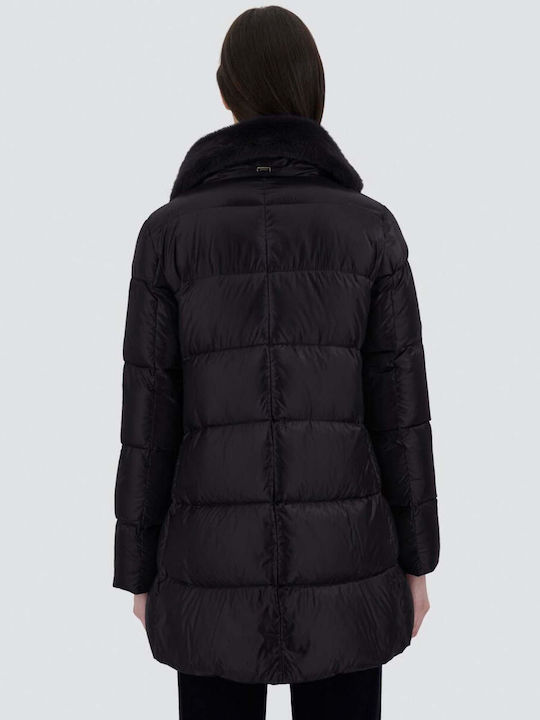 Herno Woven Women's Short Puffer Jacket for Winter Black