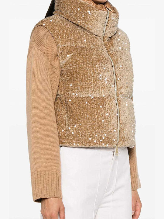 Herno Kurz Damen Ärmellos Puffer Jacke für Winter Beige