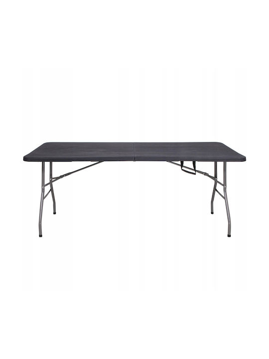 Plastic Masa pentru spații exterioare Pliabil cu schelet metalic Negru 180x75x75buc