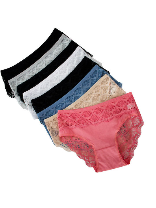 Bonito High Waist Women's Slip MultiPack with Lace Multicolor