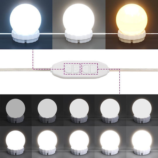 vidaXL Oglindă de Perete cu Maro Ramă din Lemn & Iluminare LED 76x55cm 1buc
