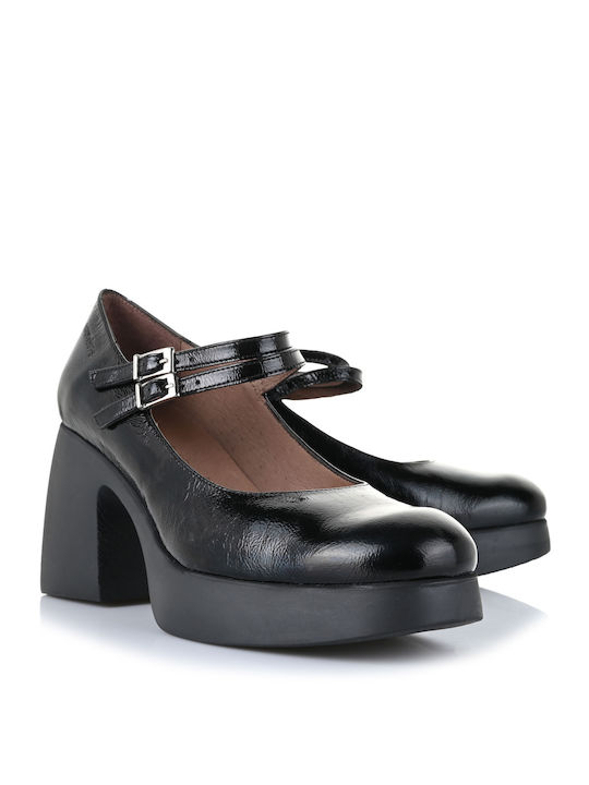 Wonders Leder Pumps mit Riemchen Schwarz