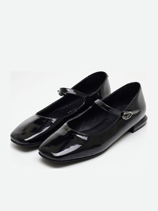 Leder Pumps mit Riemchen Schwarz