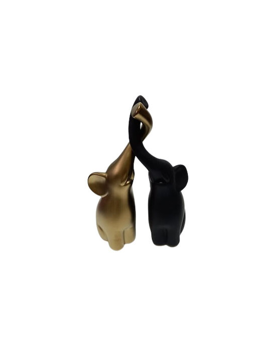 Karvounis Set of Decorative Elephants made of Ceramic in Gold/Black 2pcs
