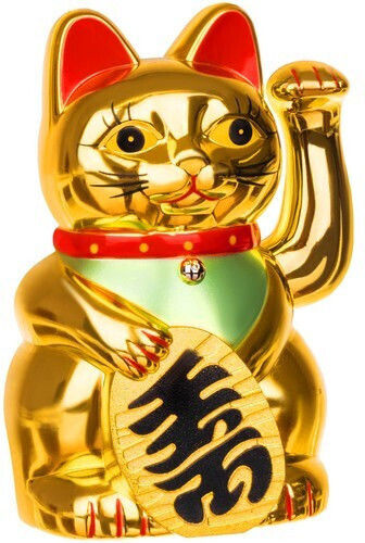 Декоративна Котка от Пластмаса Feng Shui Добре дошли за изобилие и богатство в Golden 10.5x15x8см 1бр