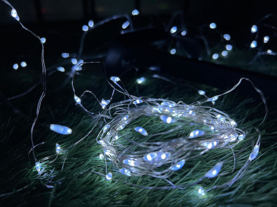 Linear Light Garland 100 Leds 990cm Solar Powered Cool White