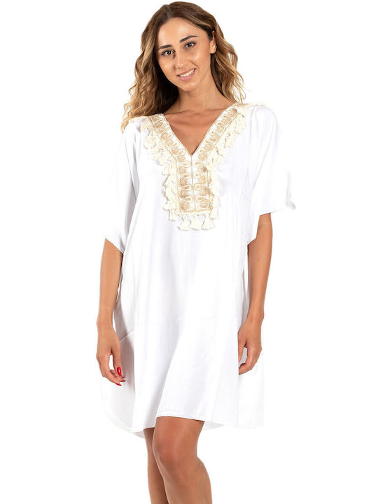 Rachel Damen Kaftan Strand WHITE