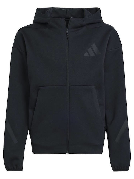 Athletic Kids Cardigan with Hood Black