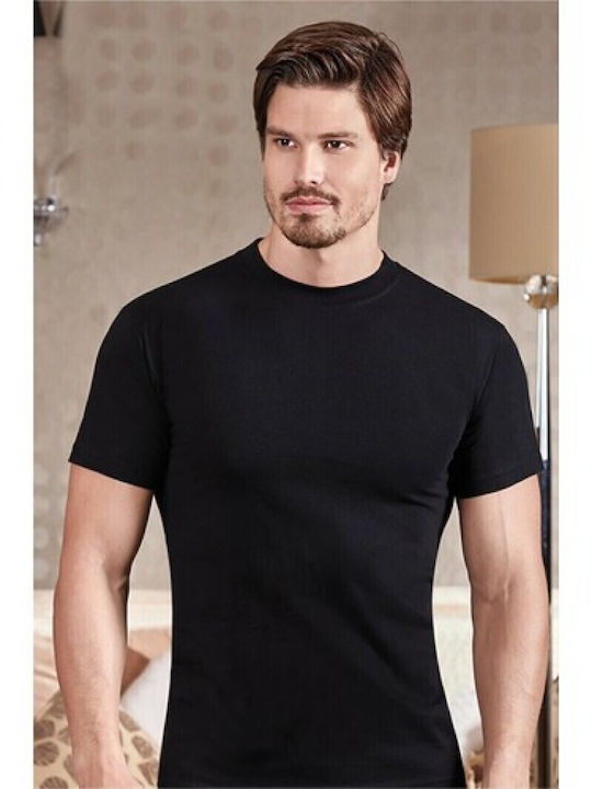 Berrak Men's Undershirts Short-sleeved BLACK 3Pack