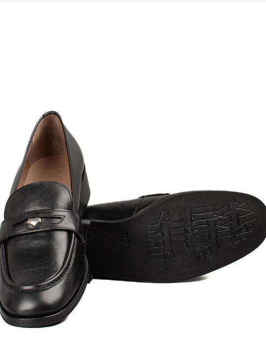 Leather Women's Loafers in Black Color