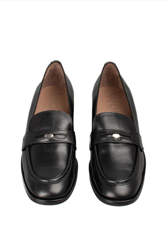 Leather Women's Loafers in Black Color