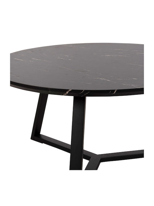 Round Central Coffee Table Rocket Wooden Black W80xL80xH42cm