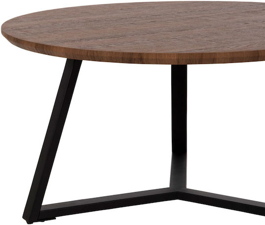 Round Central Coffee Table Rocket Wooden Black W80xL80xH42cm