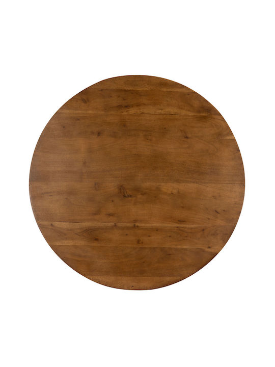 Round Coffee Table Torre made of Solid Wood Brown L85xW85xH40cm