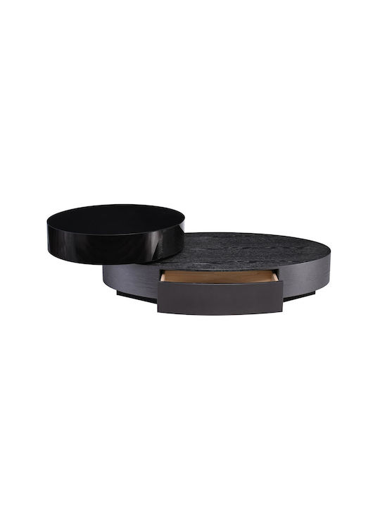 Oval Central Coffee Table Boni Wooden with Drawers Black/Anthracite W124xL70xH39cm E7692,1