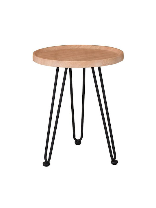 Round Central Coffee Table Matrix Wooden Beige W76xL76xH45cm EM963,1