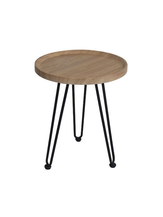 Round Central Coffee Table Matrix Wooden Beige W76xL76xH45cm EM963,1