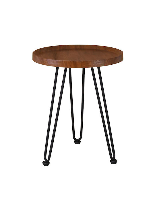 Round Side Table Matrix Wooden Brown L45xW45xH55cm