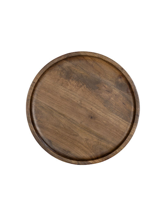 Round Central Coffee Table Pencil 55 Made of Solid Wood Natural Black M55xL55xH55cm