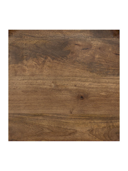 Round Central Coffee Table Pencil 55 Made of Solid Wood Natural Black M55xL55xH55cm