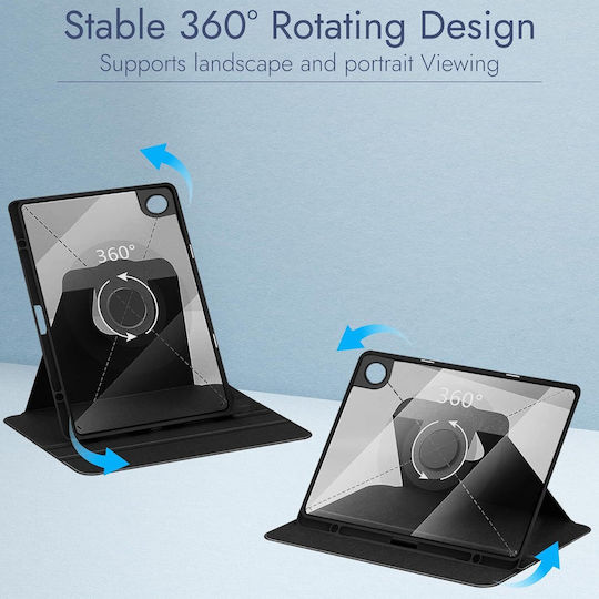 Husă Pentru Samsung Galaxy Tab A9+ Plus 11.0" Cu Stand Rotativ Smart Cover Suport S-pen Negru