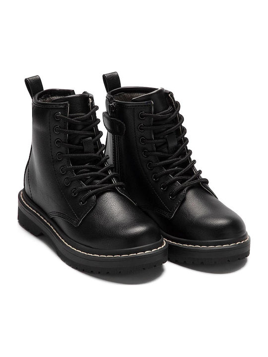 LK5550 Cizme Copii din Lac cu Fermuar Negre