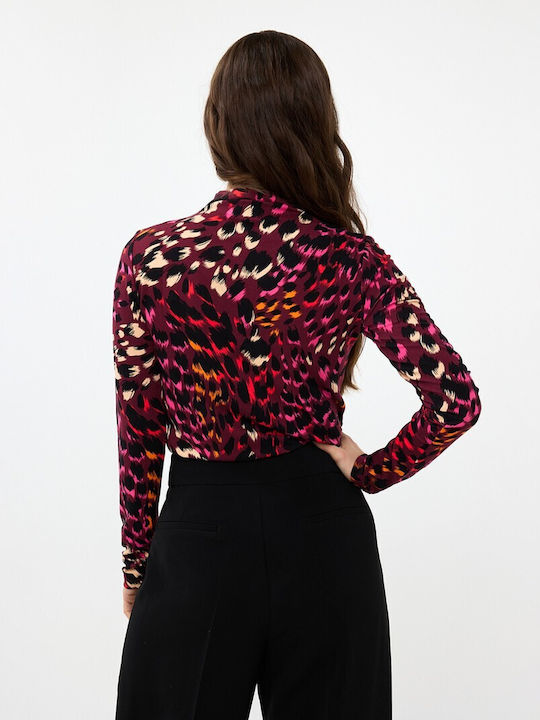 Esqualo Women's Blouse Long Sleeve Animal Print Multi color