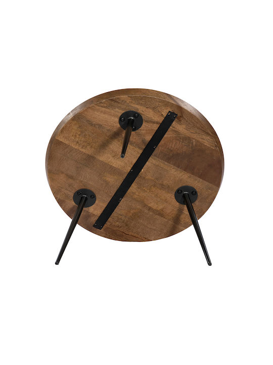 Round Central Coffee Table Pencil 87 Solid Wood Natural / Black M87xP87xH45cm