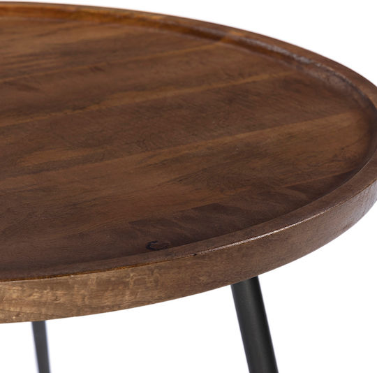 Round Central Coffee Table Pencil 87 Solid Wood Natural / Black M87xP87xH45cm