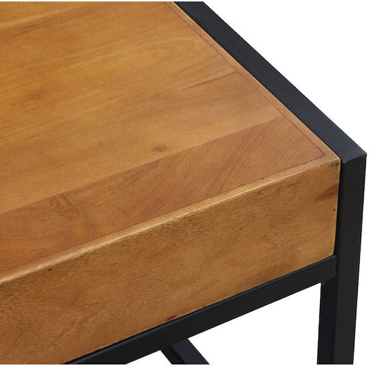 Square Central Combo Coffee Table Made of Solid Walnut Wood Brown Black W84xL80xH42cm