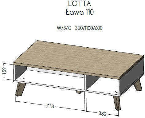 Ορθογώνιο Κεντρικό Τραπεζάκι Lotta 110 Ξύλινο White / Sonoma Oak Μ110xΠ60xΥ35εκ.