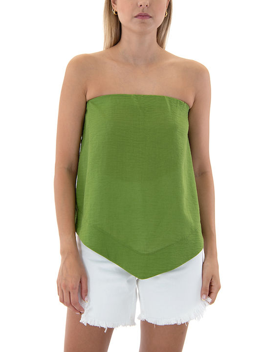 Baker's Dozen Women's Blouse Strapless Green