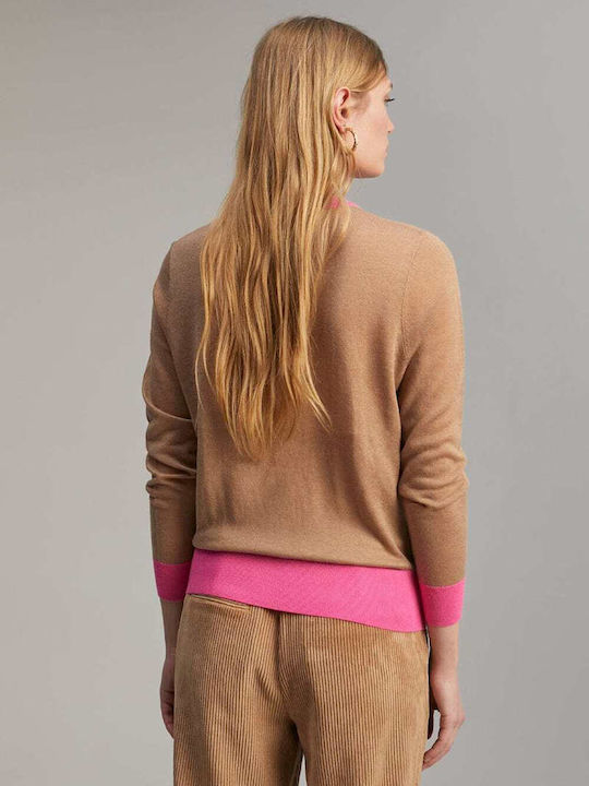 Lola Casademunt Women's Long Sleeve Sweater Woolen Camel, Fuchsia