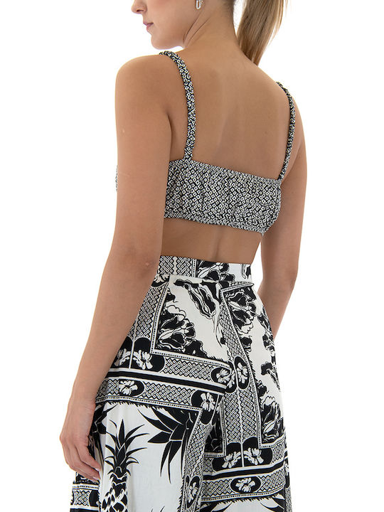 Women's Blouse Corset with Straps White-Black