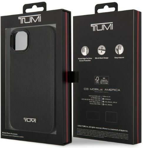 Tumi Tuhmp14srbak iPhone 14 15 13 6,1" Schwarzes Hartschalen-Lederetui mit Ballistikmuster Magsafe