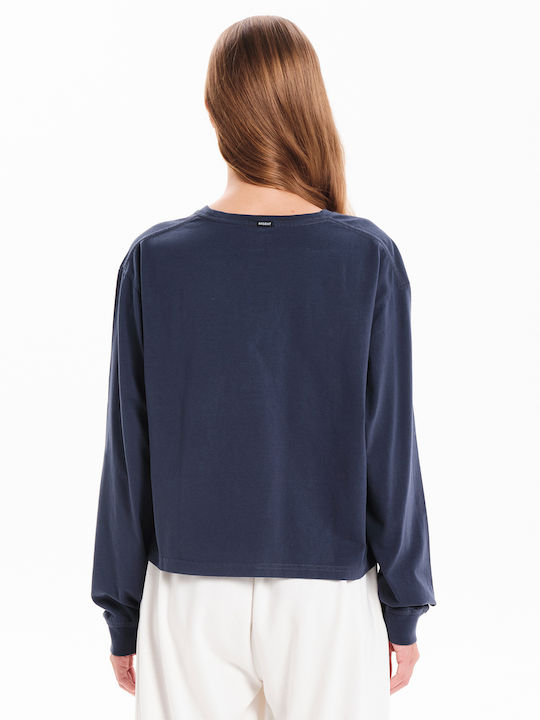 Women's Cotton Long Sleeve Crop Top Gray