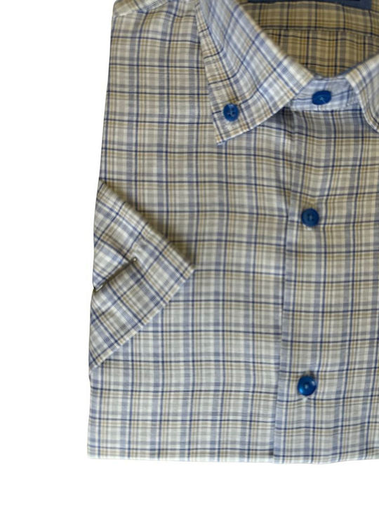 Poligianni Men's Shirt Short Sleeve Checked Silicon