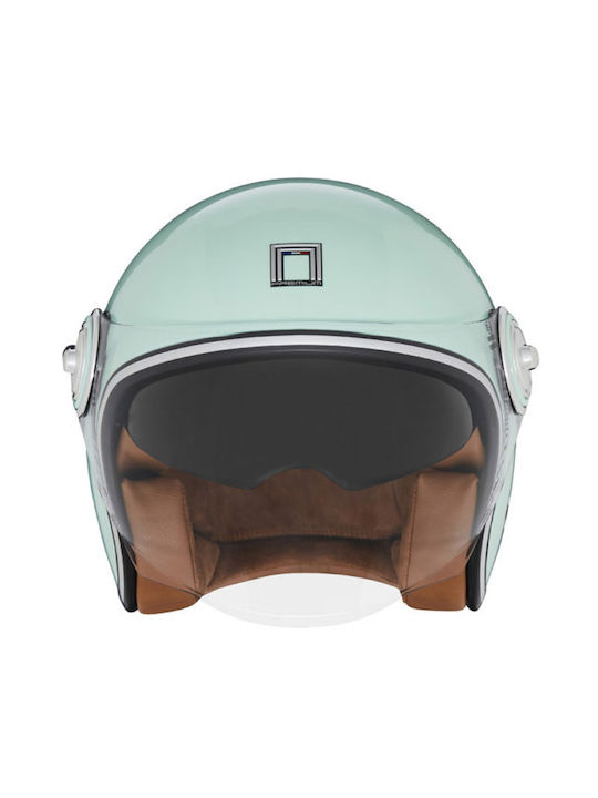 Nox Heritage Sea Green Motorcycle Helmet Jet ECE 22.06 with Sunvisor