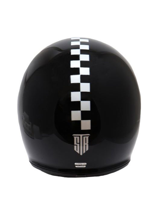 STR Retro Flag Black Κράνος Μηχανής Jet