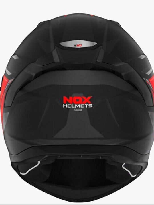 Nox N401 Black / Red Matt Motorcycle Helmet Full Face ECE 22.06 with Sunvisor