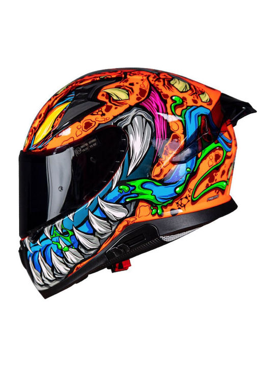 Pilot Snake SV Reptile-X Fluo Orange Motorcycle Helmet Full Face ECE 22.06 1500gr with Sunvisor