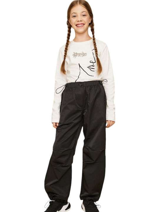 Pantaloni din Material Textil pentru Copii Negru