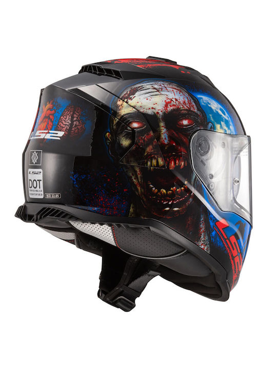 LS2 Ff353 Rapid Ii Zombie Gloss Black/Red Motorcycle Helmet Full Face DOT / ECE 22.06 1300gr