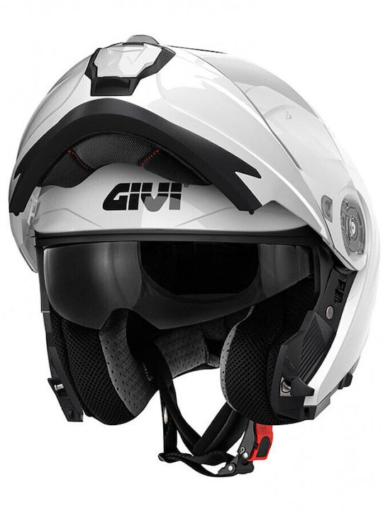 Givi X27 Solid White Motorcycle Helmet Flip-Up ECE 22.06 1590gr with Pinlock and Sunvisor