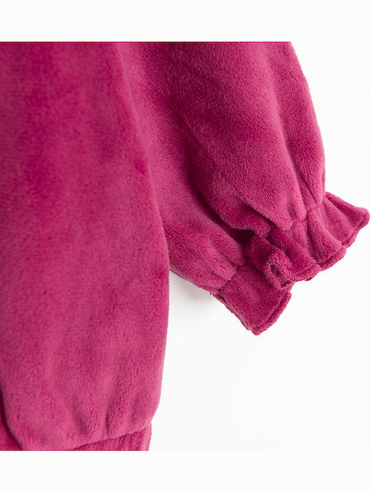 Kinderstrickjacke mit Kapuze Lila