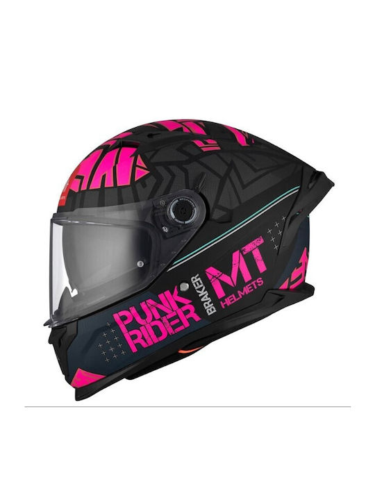 MT Braker SV Punk Rider B8 Black/Pink Matt Motorcycle Helmet Full Face ECE 22.06 1600gr