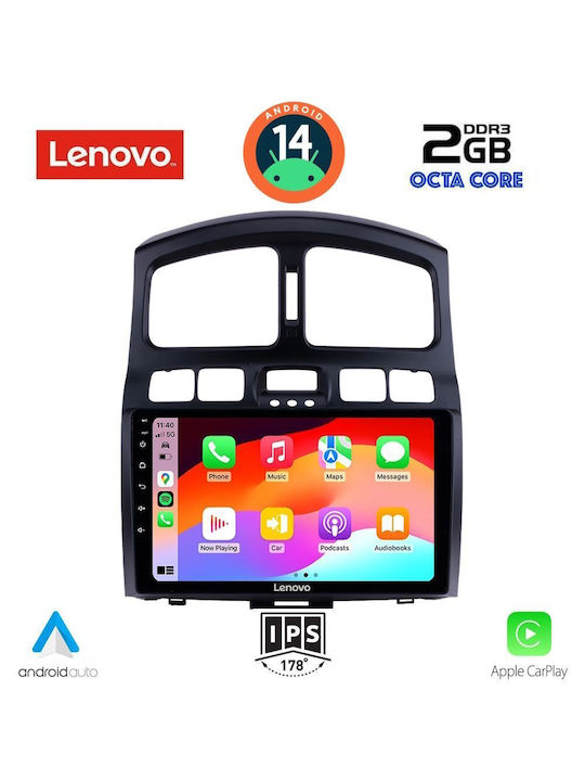 Lenovo Ηχοσύστημα Αυτοκινήτου για Hyundai Santa Fe 2003-2006 (Bluetooth/USB/AUX/WiFi/GPS/Apple-Carplay/Android-Auto) με Οθόνη Αφής 9"