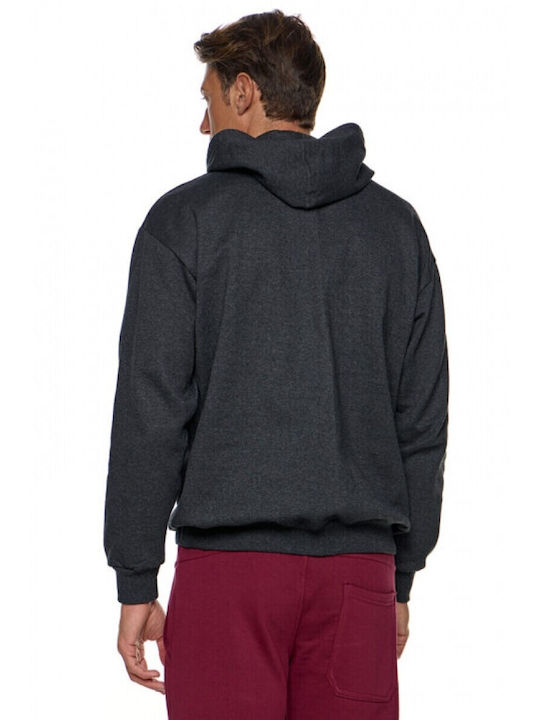 Bodymove Herren Sweatshirt mit Kapuze und Taschen Charcoal